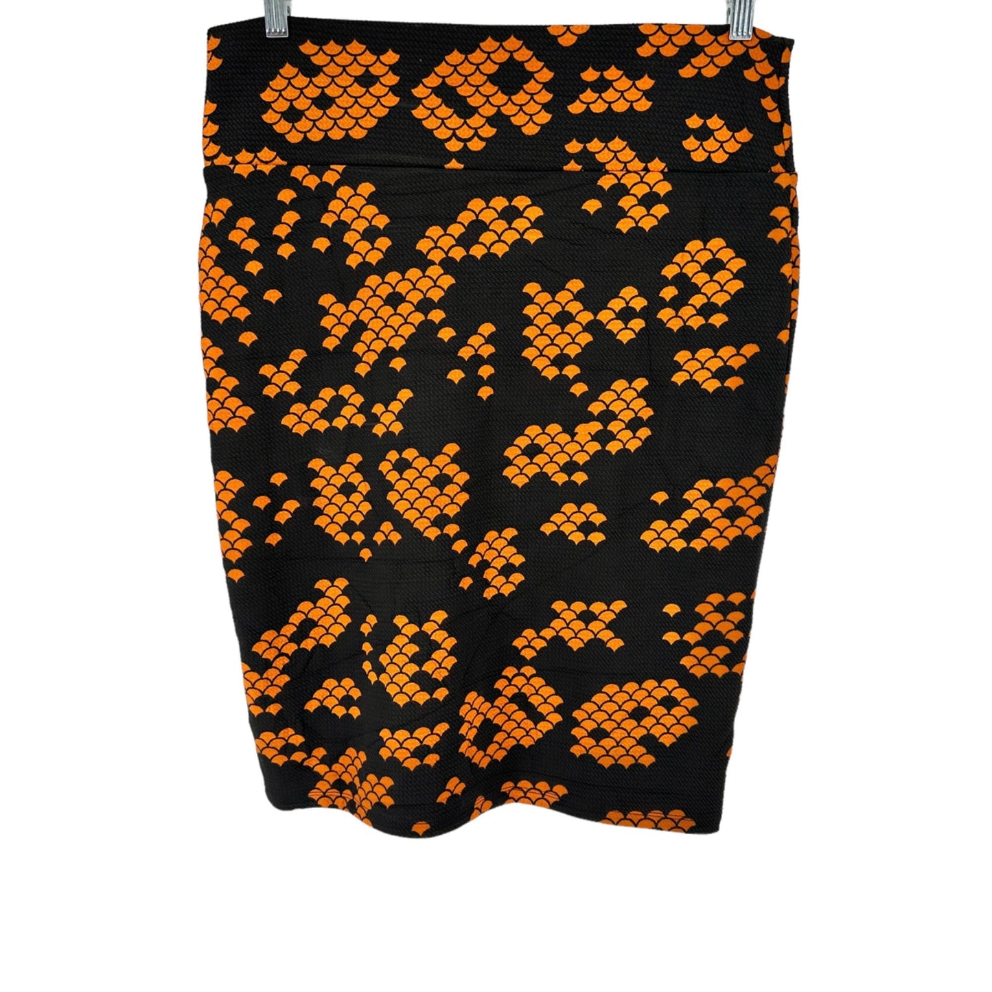LuLaRoe Cassie Skirt Womens XL Black with Orange Graphic Print NWT