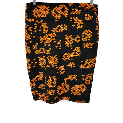 LuLaRoe Cassie Skirt Womens XL Black with Orange Graphic Print NWT