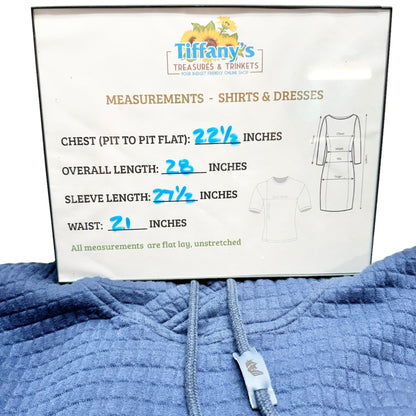 Captain's Cloth Sweatshirt L Hooded Blue Waffle Knit LS Brand Patch NWOT