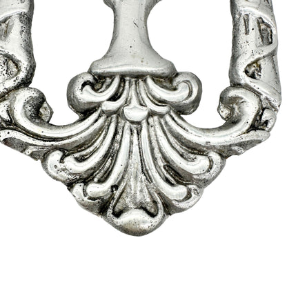 Set of 2 Ornate Trivets 10.5 x 5 Silver Scrollwork