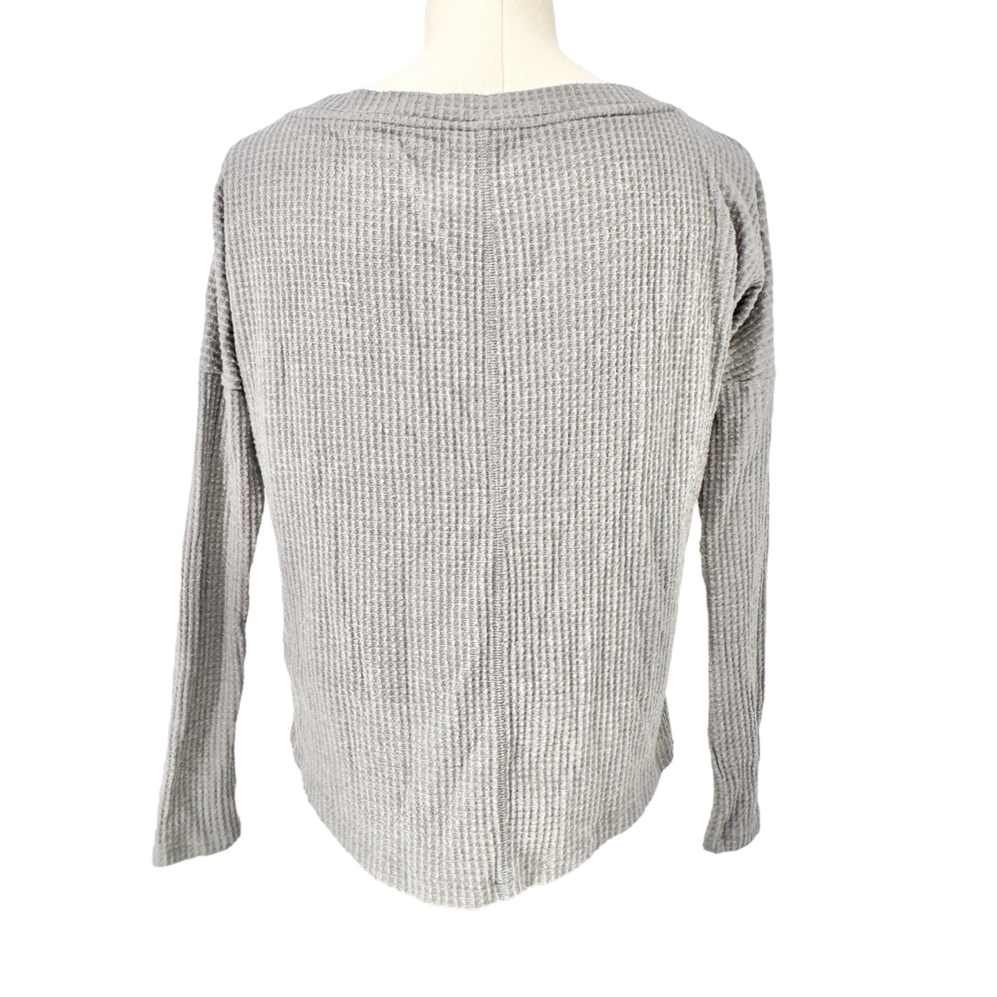 Aeropostle Perfect Waffle Tee Women's XS Gray Seriously Soft Boat Neck LS EUC