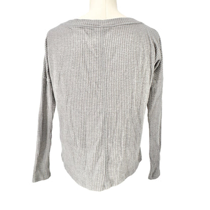 Aeropostle Perfect Waffle Tee Women's XS Gray Seriously Soft Boat Neck LS EUC
