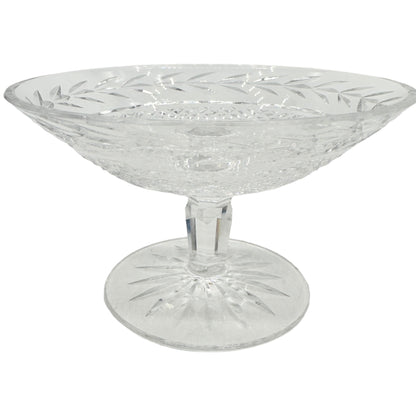 Vintage Crystal Candy Dish Leaves and Diamonds 6 x 4 EUC
