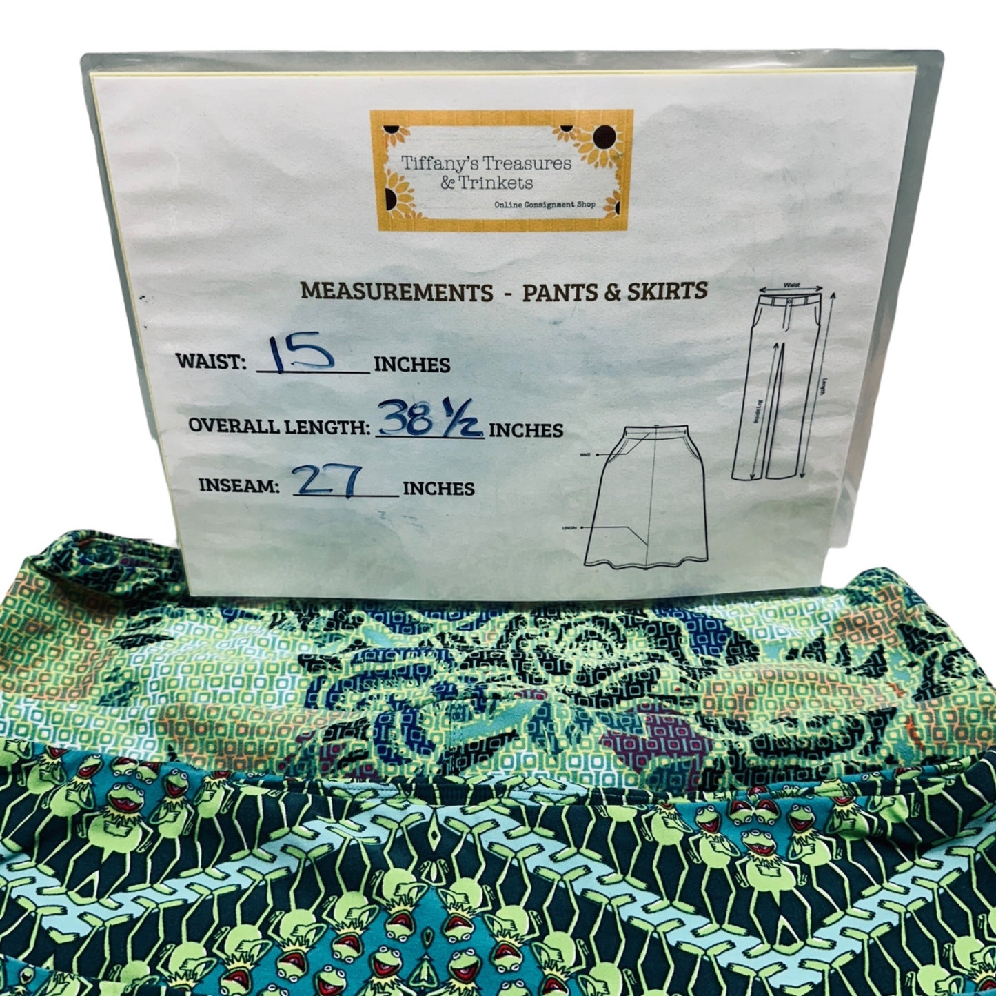 LuLaRoe Leggings Womens Tall & Curvy Green Flowered and Green Kermit