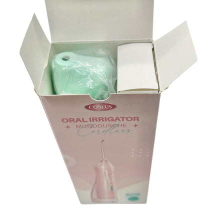 Coslus Oral Irrigator Cordless BPA-Free 300ml Water Tank Lg Battery Mint Green
