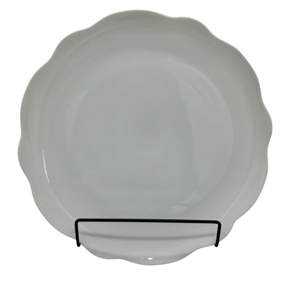 White Ceramic Scalloped Edge Dinner Plate 10 Inch Diameter Classic Simple Design