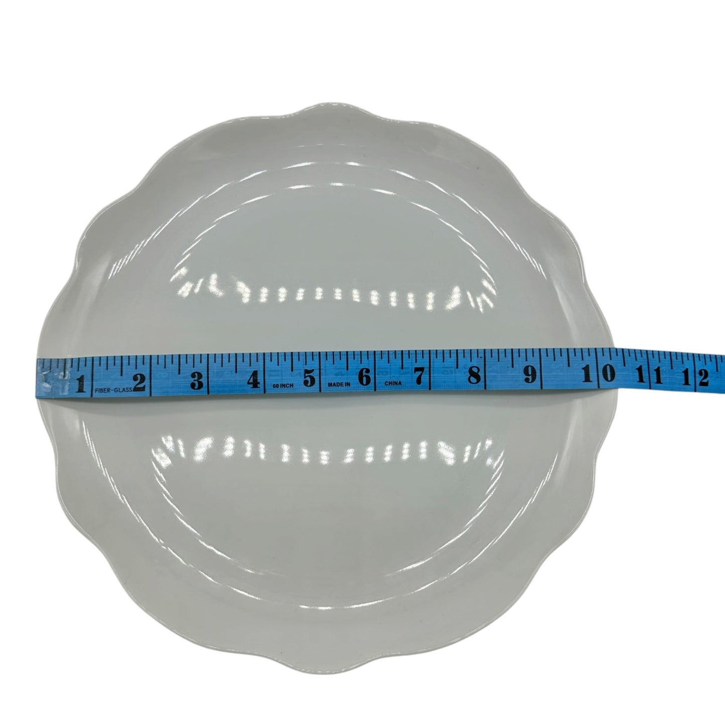 White Ceramic Scalloped Edge Dinner Plate 10 Inch Diameter Classic Simple Design