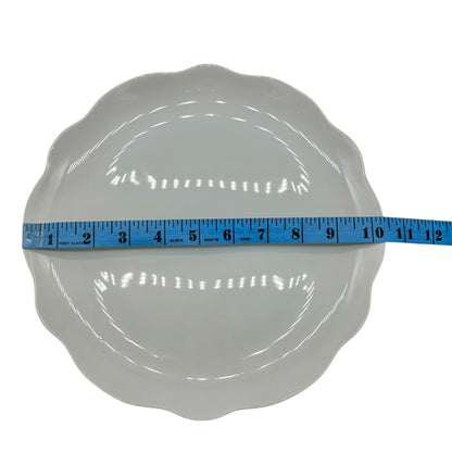 White Ceramic Scalloped Edge Dinner Plate 10 Inch Diameter Classic Simple Design