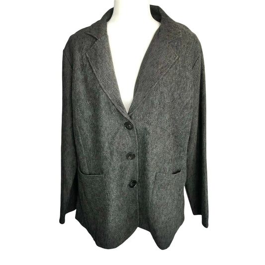 Lily By Firmiana Womens Gray 3XL Blazer Jacket With Button Closure & Pockets