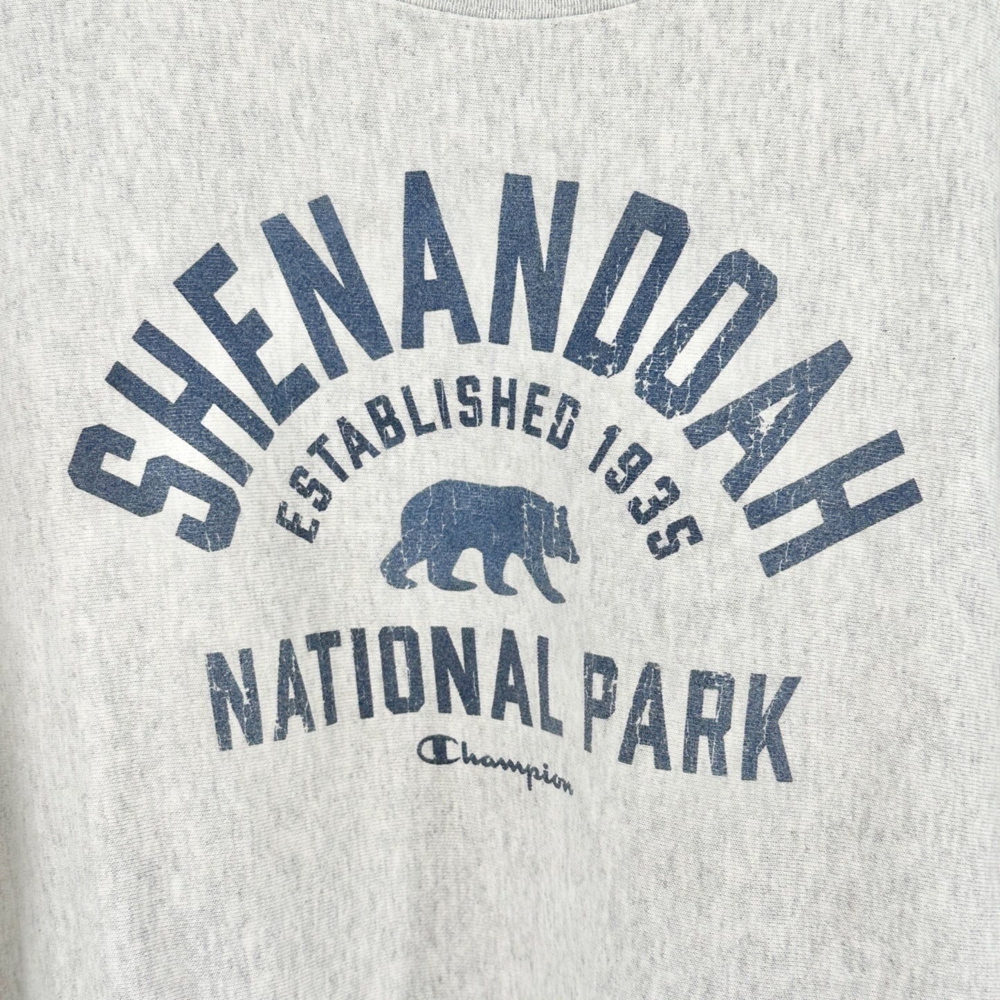 Shenandoah National Park Sweatshirt 2XL Reverse Weave LS Gray Blue Bear Graphic
