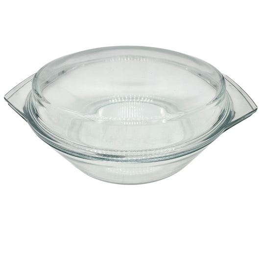 Clear Glass Round Baking Dish With Lid 8.5 Inch Diameter Durable Bakeware