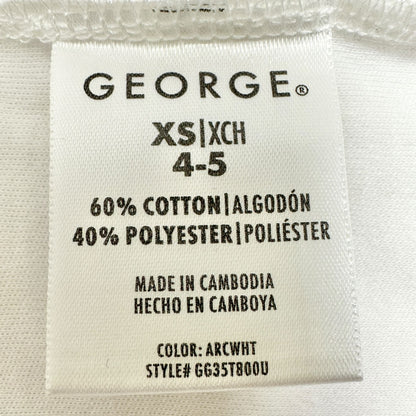 George XS 4-5 Girls School Uniform Polo Shirt White Fade Shrink Wrinkle Resist