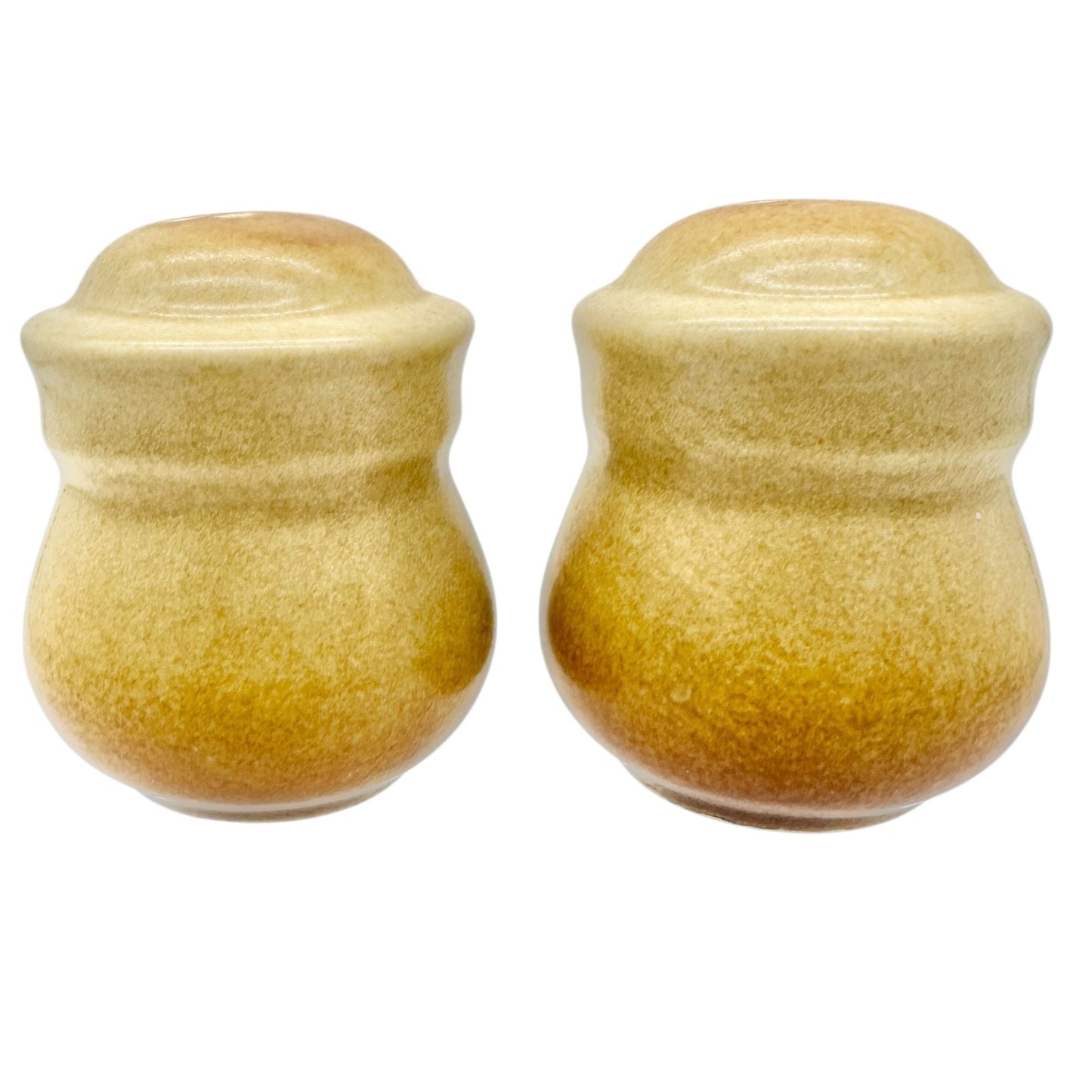 Vintage Ceramic Salt and Pepper Shakers Brown Ombre Glaze Retro Tableware 3"H