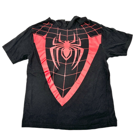 Spider-Man Miles Morales Kids Hoodie T-Shirt Size 10/12 Black Red SS Cotton
