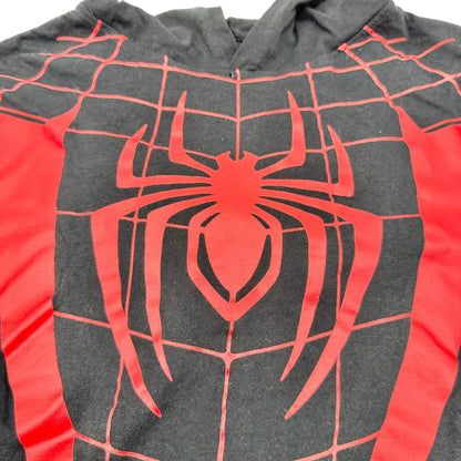 Spider-Man Miles Morales Kids Hoodie T-Shirt Size 10/12 Black Red SS Cotton