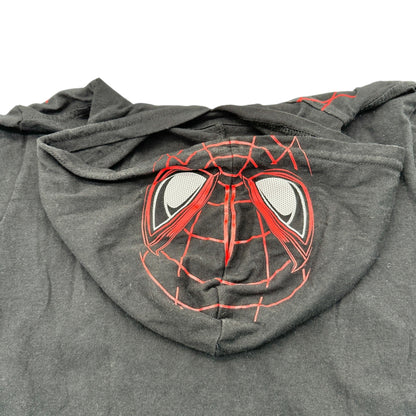 Spider-Man Miles Morales Kids Hoodie T-Shirt Size 10/12 Black Red SS Cotton