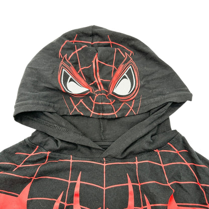 Spider-Man Miles Morales Kids Hoodie T-Shirt Size 10/12 Black Red SS Cotton