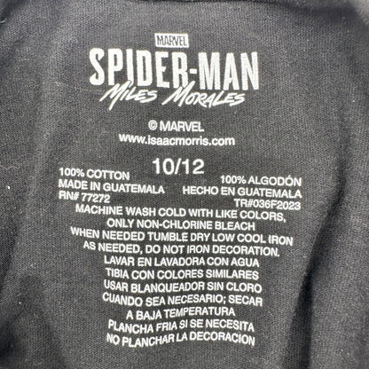 Spider-Man Miles Morales Kids Hoodie T-Shirt Size 10/12 Black Red SS Cotton
