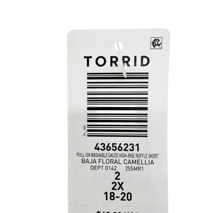 Torrid Baja Camellia Skort Womens 2X 18-20 High-Rise Ruffle Shades of Pink Gauze
