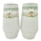 Vtg Floral Porcelain Salt and Pepper Shakers Green Trim Floral Elegant Decor 3.5