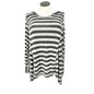 Cato Active Hooded Pullover Top Womens L Striped Gray and Black LS Soft Cozy