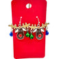 Christmas Reindeer Dangle Earrings with Jingle Bells Festive Holiday Jewelry