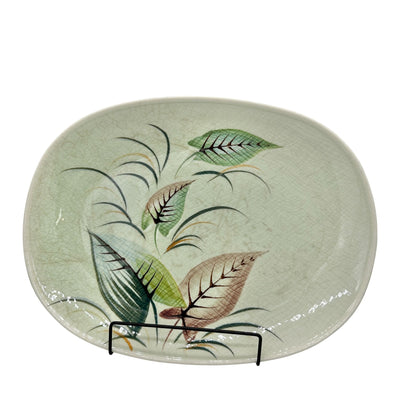 Orient Ware Verano Hand Painted Oval Ceramic Platter Leaf Design 14x11 Vtg Japan