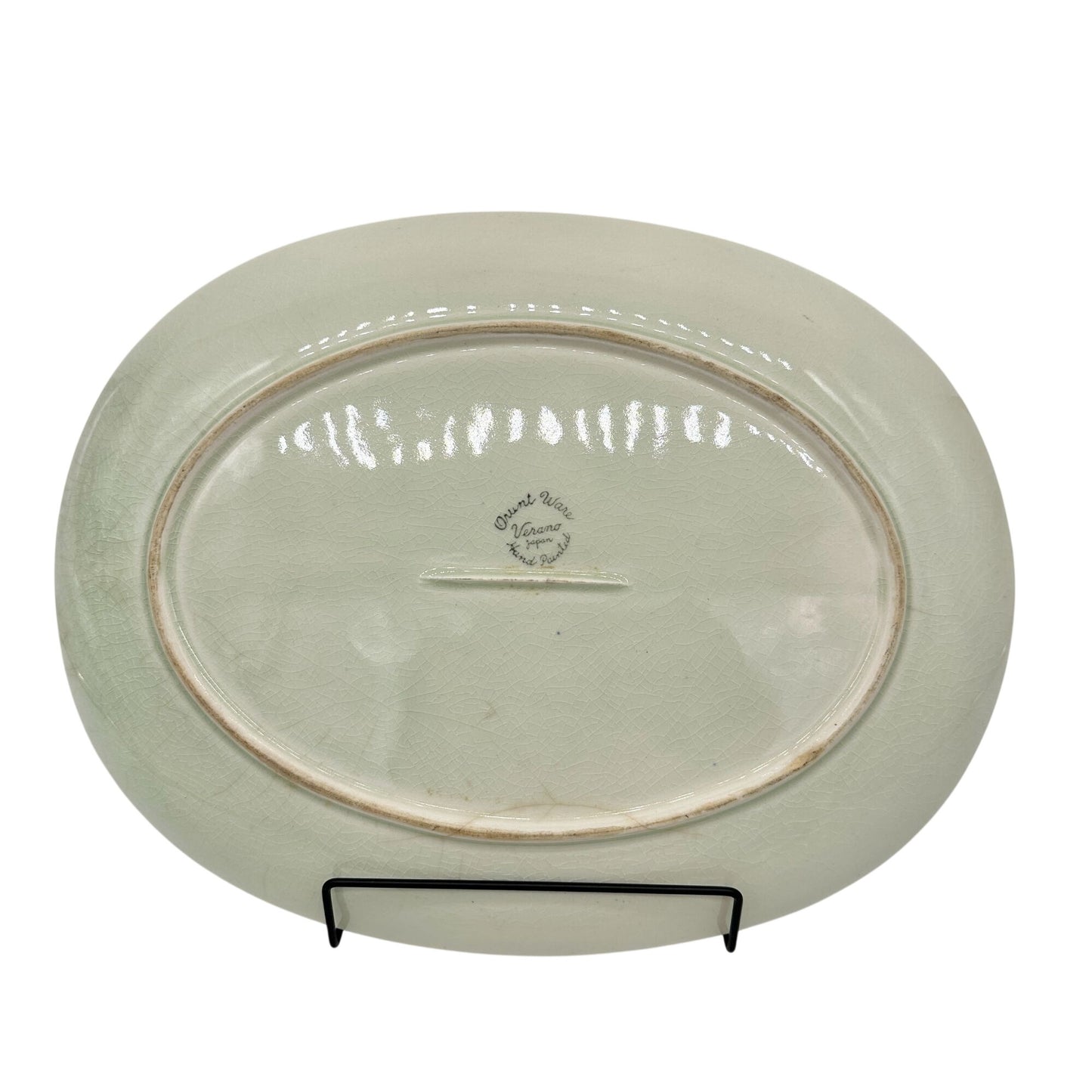 Orient Ware Verano Hand Painted Oval Ceramic Platter Leaf Design 14x11 Vtg Japan