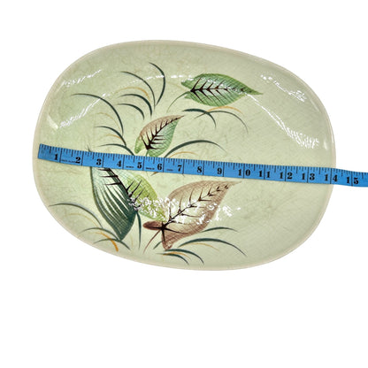 Orient Ware Verano Hand Painted Oval Ceramic Platter Leaf Design 14x11 Vtg Japan