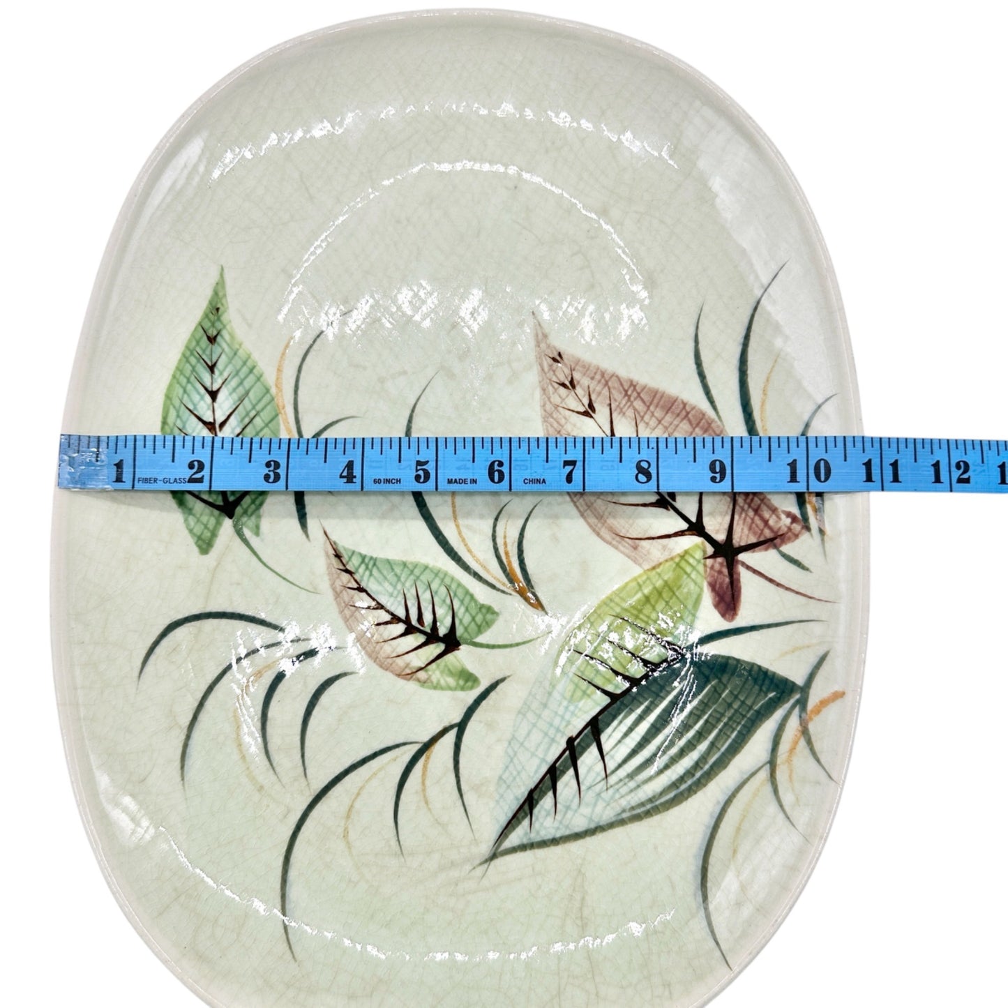 Orient Ware Verano Hand Painted Oval Ceramic Platter Leaf Design 14x11 Vtg Japan