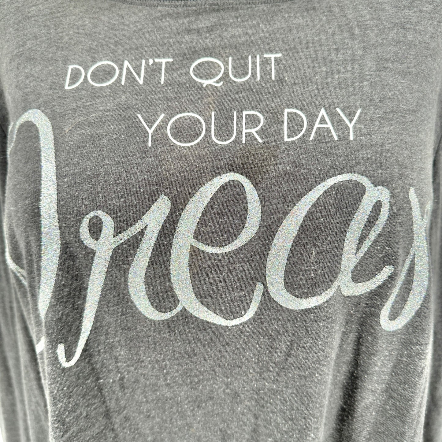 Cacique Sleep Shirt Womens 26/28 Gray Don't Quit Your Day Dream Soft Cotton Poly