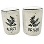 Primitives by Kathy Christmas Merry and Bright Ceramic Salt and Pepper Shakers