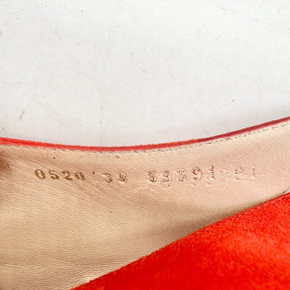 BeautiFeel Red Suede Slingback Peep Toe Wedge Sandals Size 39 US 8.5 Bow Accent