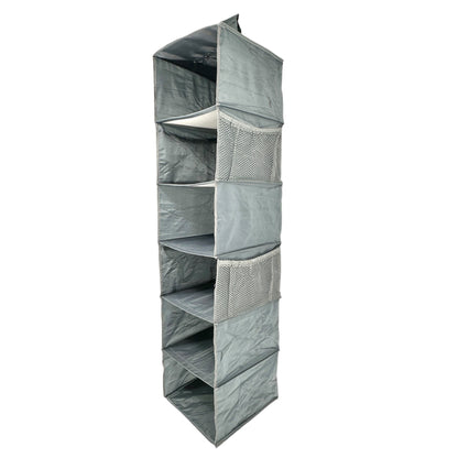 Hanging Closet Organizer Side Mesh Pockets Storage Gray Foldable & Collapsible