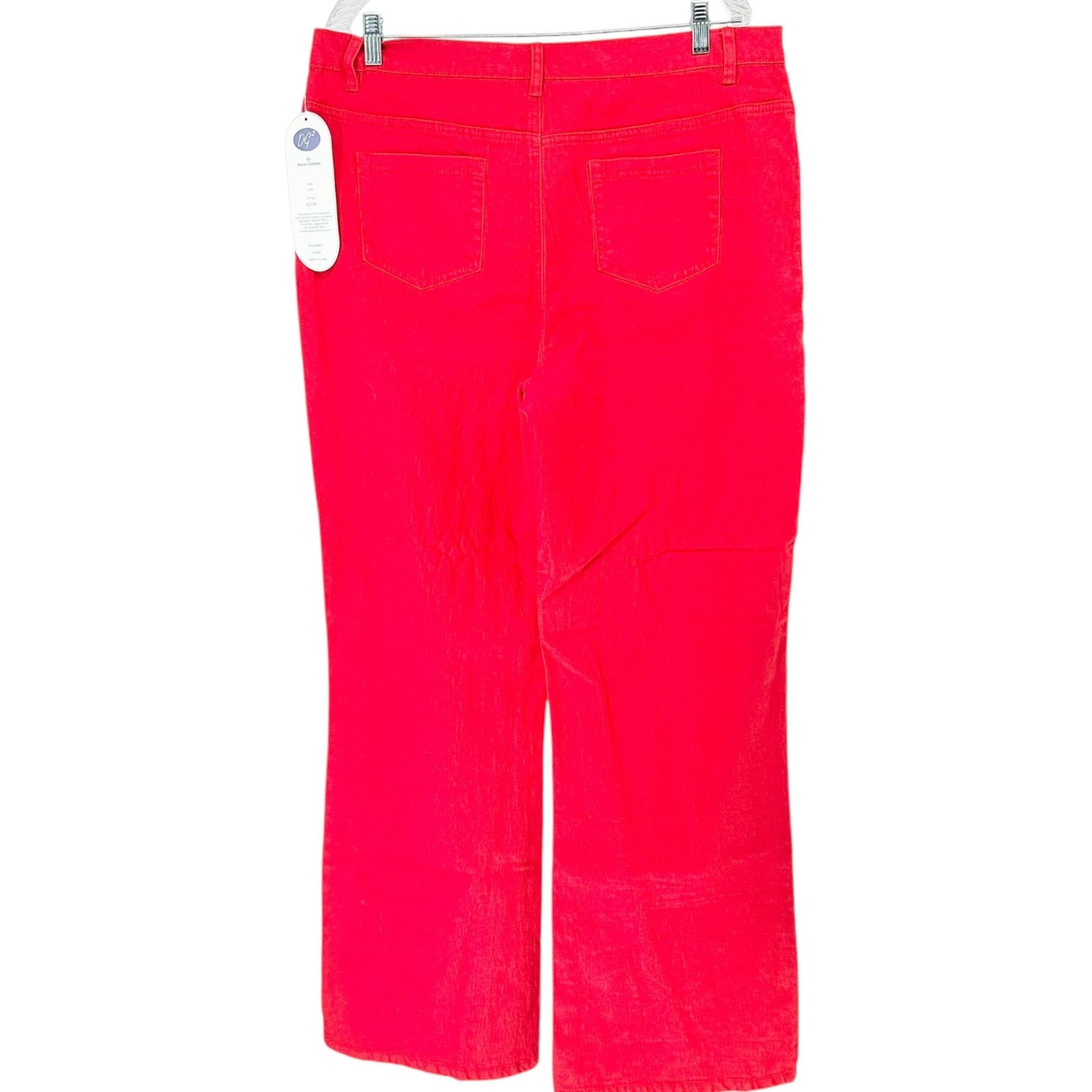 DG2 By Diane Gilman Pants Womens 16T Red High-Waisted Straight-Leg Ramie Blend