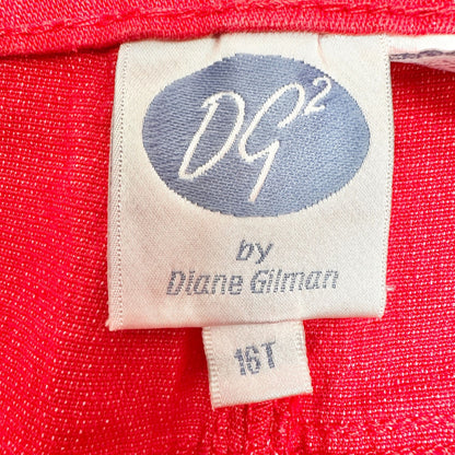 DG2 By Diane Gilman Pants Womens 16T Red High-Waisted Straight-Leg Ramie Blend
