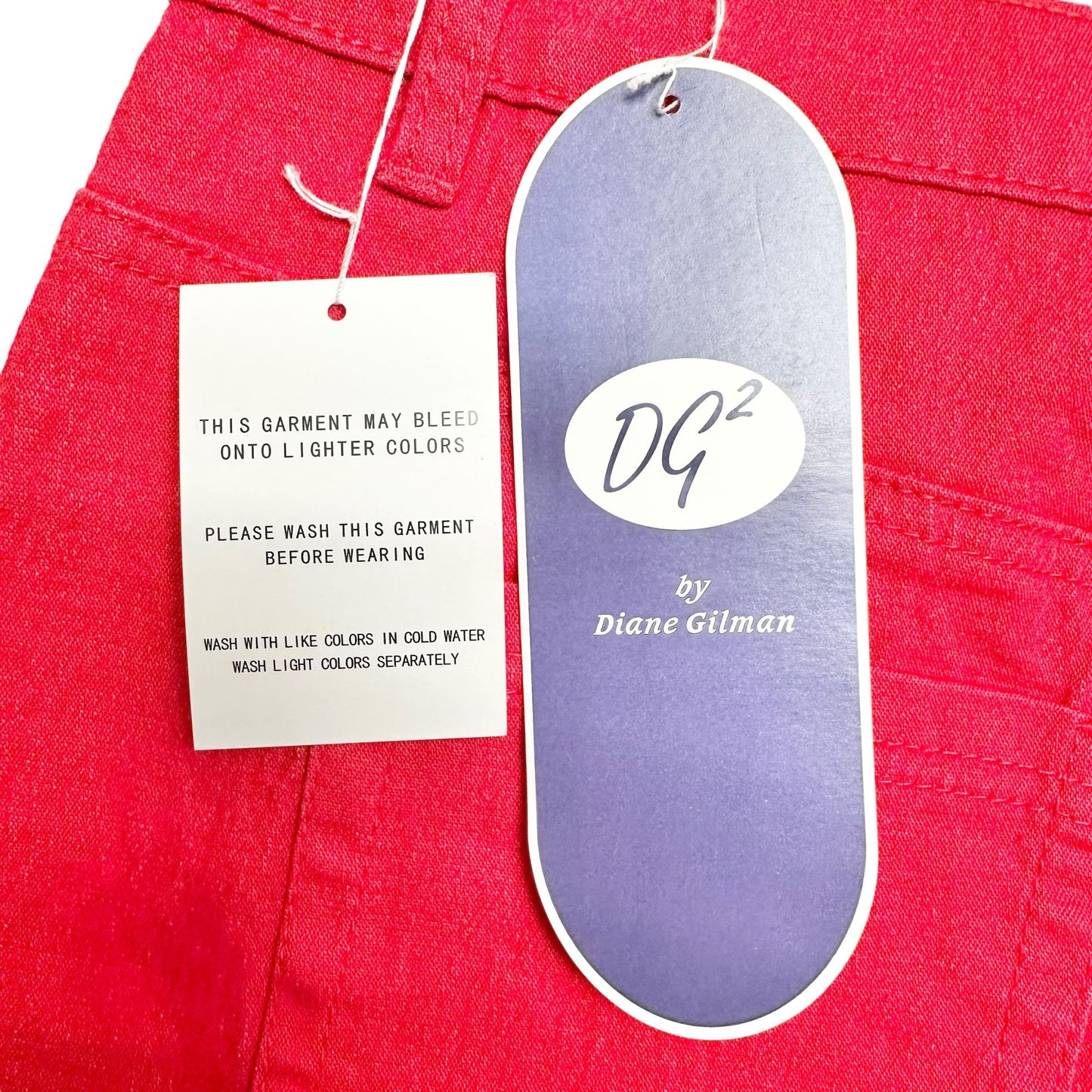 DG2 By Diane Gilman Pants Womens 16T Red High-Waisted Straight-Leg Ramie Blend