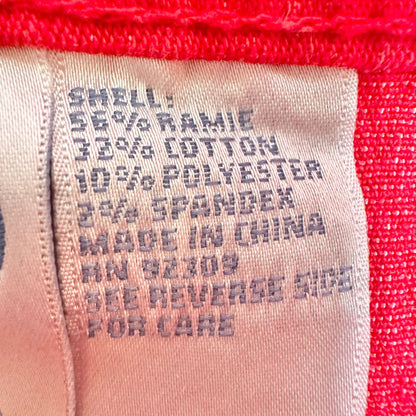 DG2 By Diane Gilman Pants Womens 16T Red High-Waisted Straight-Leg Ramie Blend