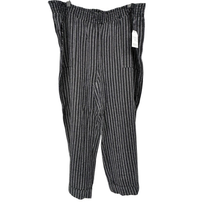 Time And Tru Linen Pants Womens XXXL 22 Black White Striped Wide Leg Relaxed Fit
