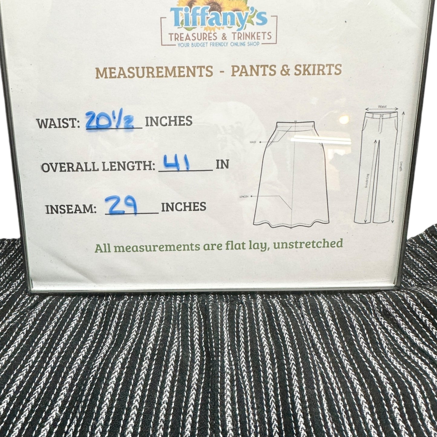 Time And Tru Linen Pants Womens XXXL 22 Black White Striped Wide Leg Relaxed Fit