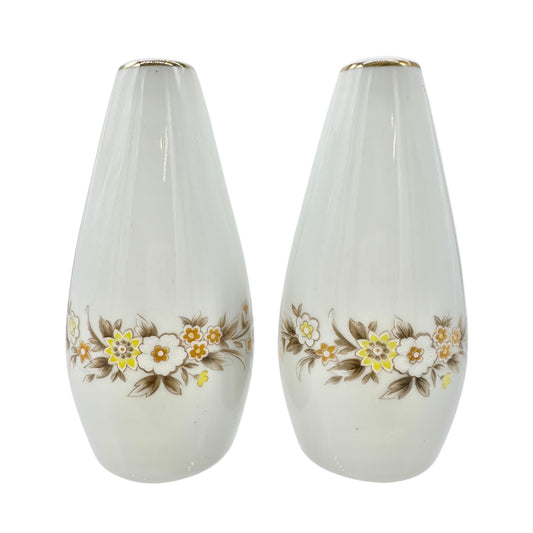 Vintage Ceramic Floral Salt and Pepper Shakers Yellow Florals 4 inches Tall