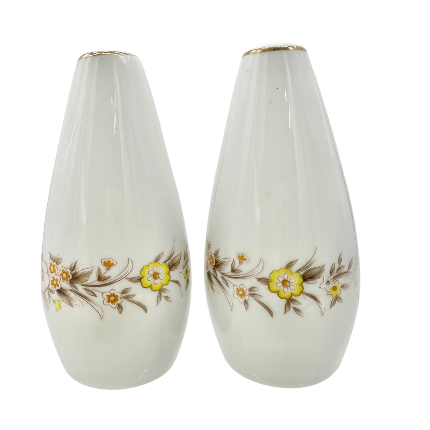 Vintage Ceramic Floral Salt and Pepper Shakers Yellow Florals 4 inches Tall