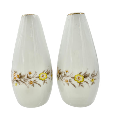 Vintage Ceramic Floral Salt and Pepper Shakers Yellow Florals 4 inches Tall