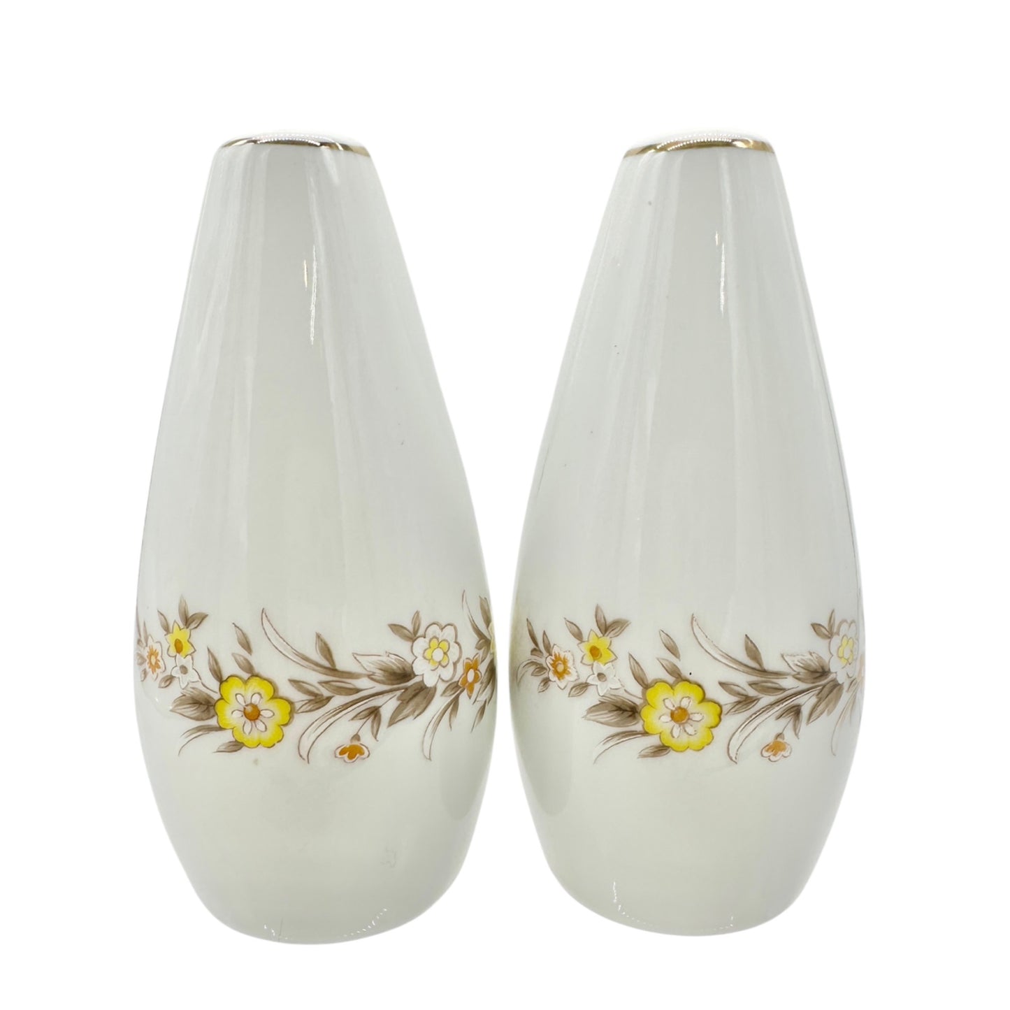 Vintage Ceramic Floral Salt and Pepper Shakers Yellow Florals 4 inches Tall