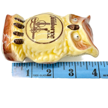 Vintage Scotty Wheeling Jamboree Owl Salt and Pepper Shakers Googly Eyes Move