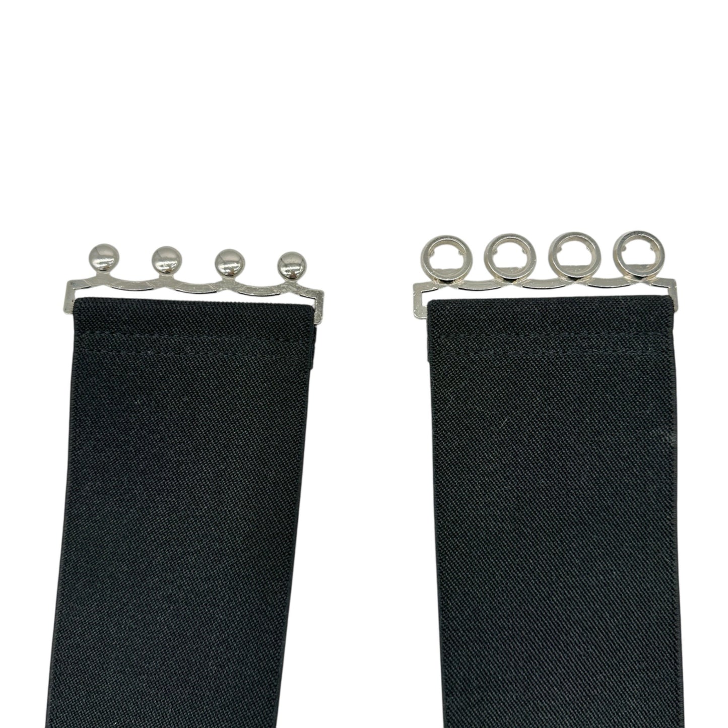 Womens Black Elastic Belt With Silver Decorative Closure 3" Wide 38.5" Long