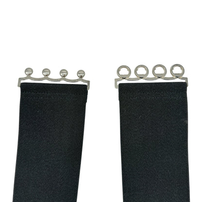 Womens Black Elastic Belt With Silver Decorative Closure 3" Wide 38.5" Long