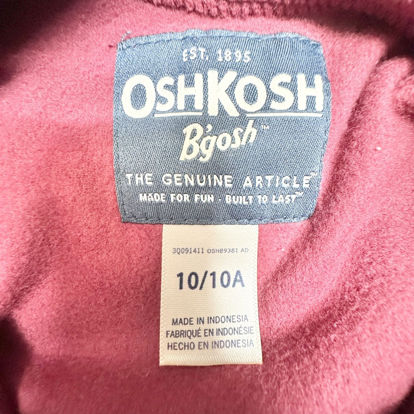 Oshkosh Bgosh Pullover Boys 10/10A Half-Zip Fleece Sweatshirt Burgundy Gray LS