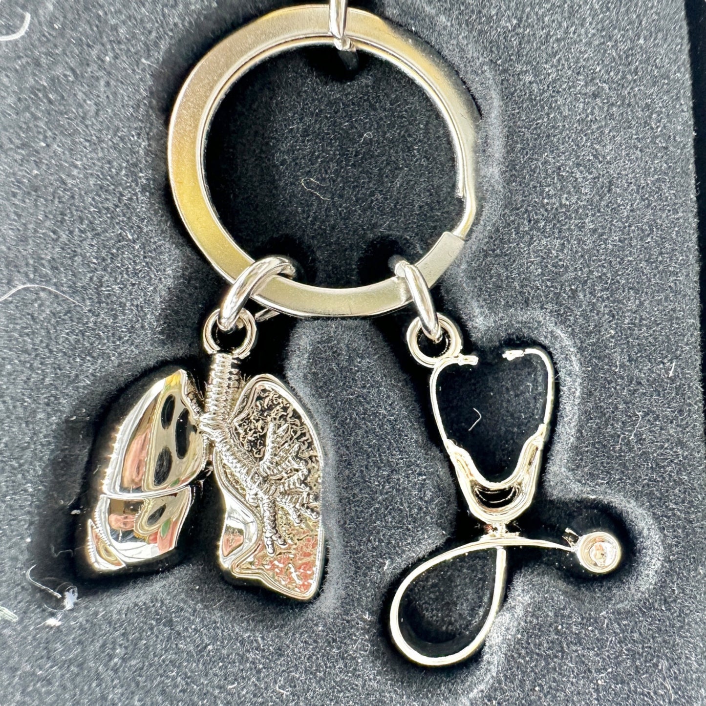 Respiratory Therapist Keychain Lung Stethoscope Charms For Medical Professionals
