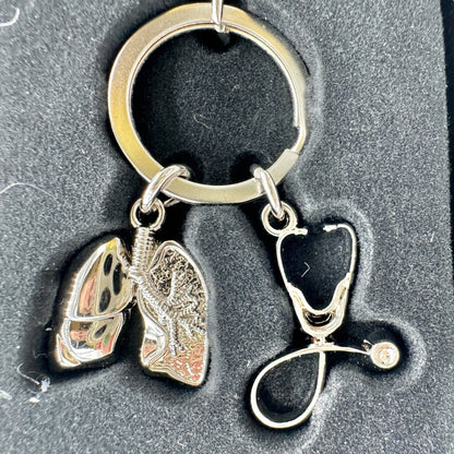 Respiratory Therapist Keychain Lung Stethoscope Charms For Medical Professionals